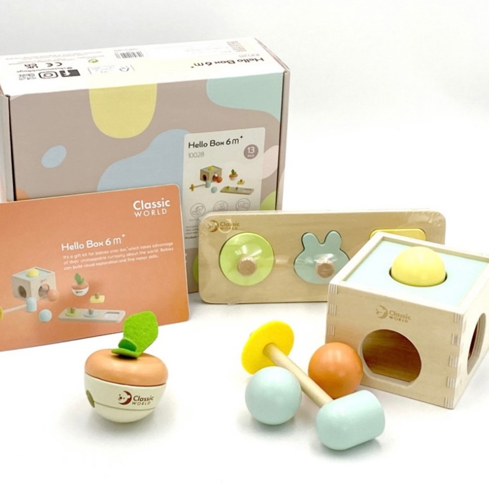 Classic World Hello Box #10028 - Pastel Wood Education Kit For Children 6M+